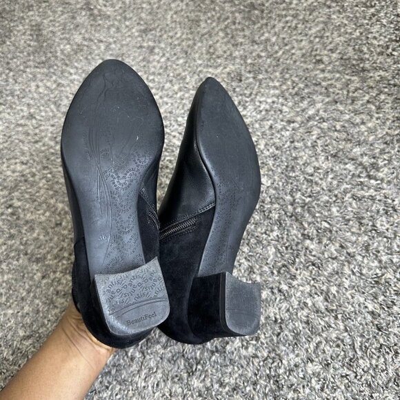 Beautifeel Ankle Boots Suede Black Leather Low Block Heel Classy Zip 36 US 5-5.5 - Picture 4 of 10